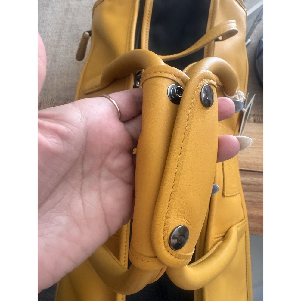VTG 1996 Coach USA MADE Olympics Duffle Bag Yellow/Black Leather/Nylon Charm+Tag - Picture 7 of 10